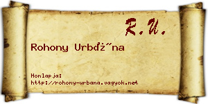 Rohony Urbána névjegykártya